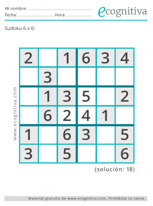 Sudoku para Imprimir Gratis. Estimulación para Mayores