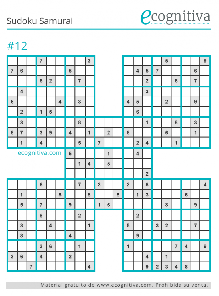 Sudoku Samurai Para Imprimir Gratis Descargar Libro De Sudoku PDF