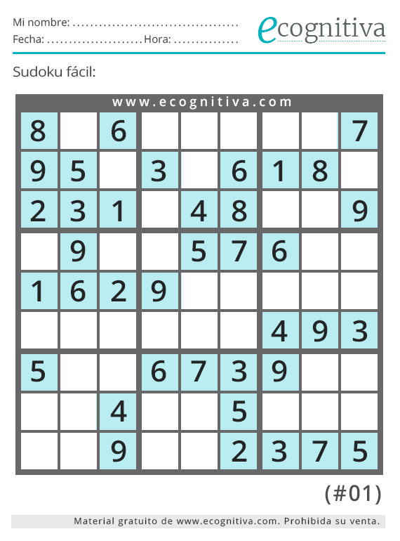 Sudoku nivel fácil para relajarse con los números