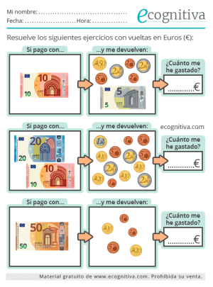 ejercicios de vuelta en monedas de euro