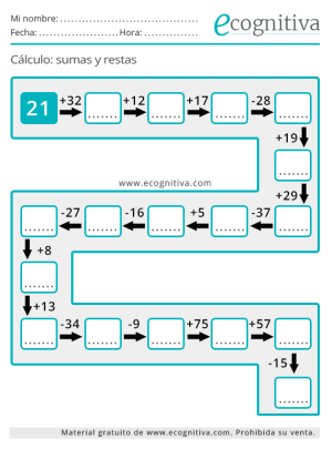 ejercicio de sumas y restas octubre 2025