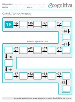 sumas y restas para mayores octubre 25