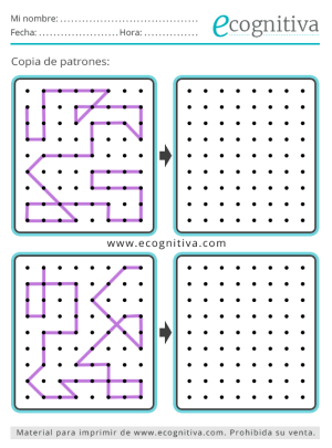 ejercicio cognitivo de atencion copia de patrones punteados